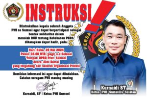 Instruksi Ketua PWI SUMSEL, Besok Kita Gelar Aksi Tolak RUU Penyiaran.
