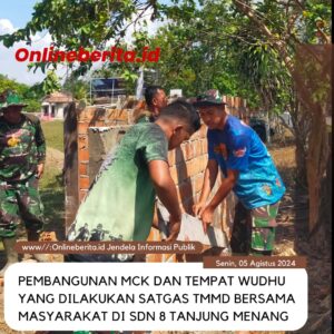 Satgas TMMD Bangun Fasilitas MCK Dan Tempat Wudhu Di Mushalla SDN 8 