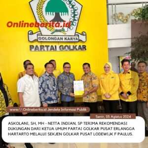 Golkar Berikan SK Dukungan Pasangan ASTA, Sebagai Calon Bupati dan Wakil Bupati Banyuasin 2024