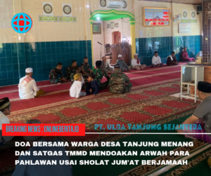 Doa Bersama Warga Tanjung Menang Menyambut HUT ke 79 RI Usai Sholat Jum’at Untuk Pahlawan