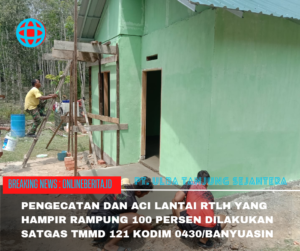 Progres 96 Persen, Tahap Cat Dinding dan Acian Lantai RTLH TMMD 121 Kodim 0430/BA    