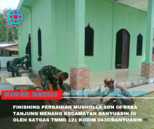 H-2 : Satgas TMMD 121 Kodim 0430/BA Bersama Warga Finishing Pembuatan Tapakan Mushollah