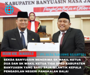 Mewakili PJ Bupati Banyuasin, Sekda Erwin Ibrahim Hadiri Paripurna Pengukuhan dan Sumpah Janji Pimpinan DPRD Banyuasin 