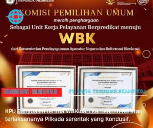 KPU Kabupaten Banyuasin Raih Penghargaan WBK Kemenpan-RB