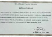 Tekanan Biaya Produksi, Harga Nasi Padang di Pangkalan Balai Naik Jadi Rp15.000 Mulai 6 April 2026